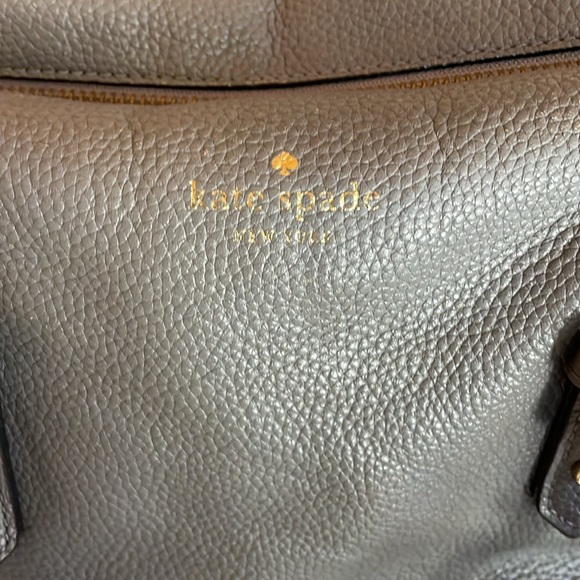 Kate Spade Gray Pebbled Leather Satchel Purse Adjustable Strap Dual Handles - Picture 8 of 11
